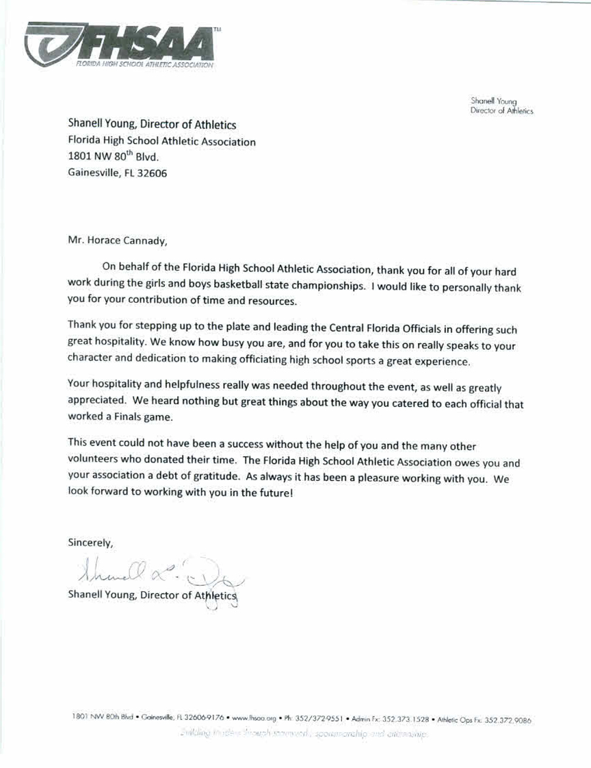 Letter from FHSAA